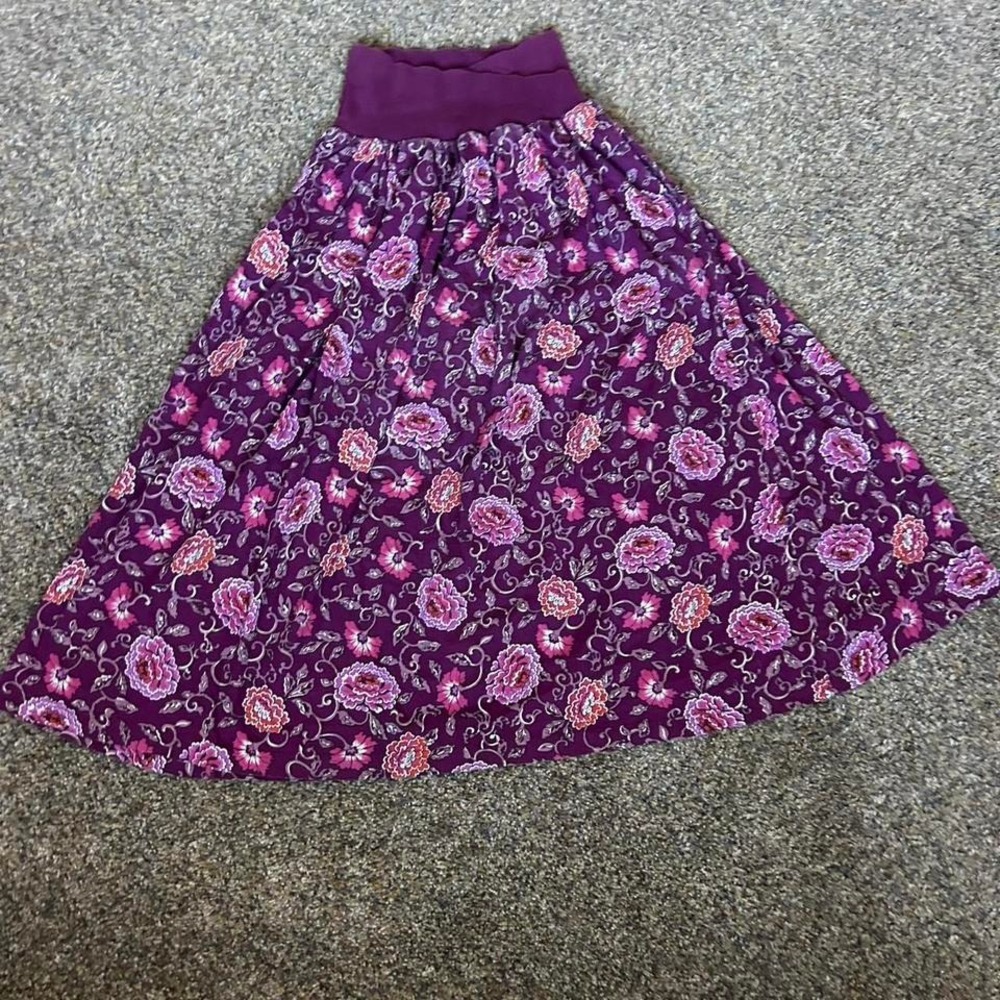 Carol Little vintage St Tropez‎ purple floral hippy skirt size medium